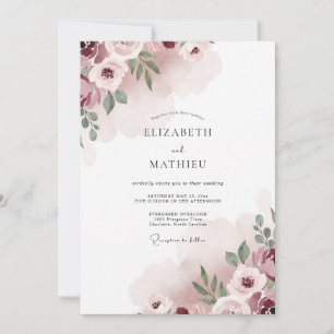 Blush Mauve Petal Wedding Invitation