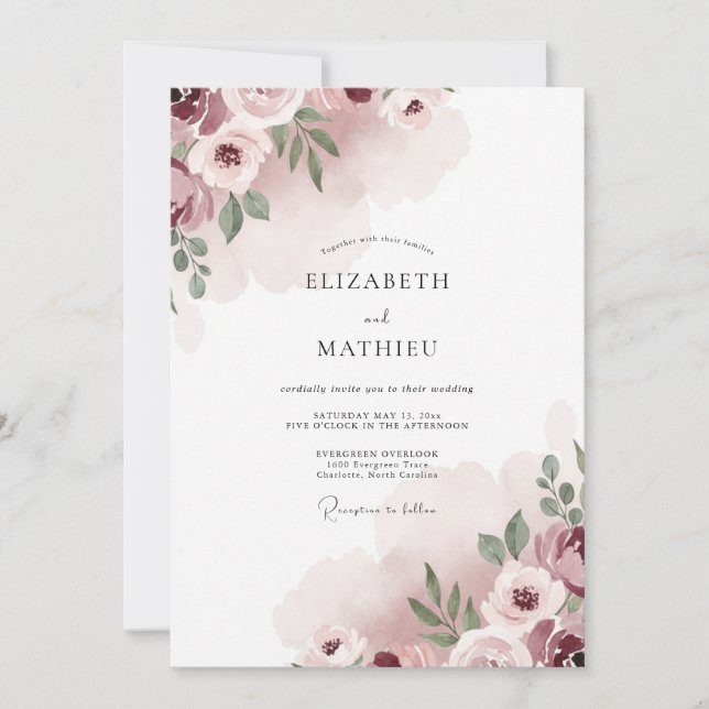 Blush Mauve Petal Wedding Invitation (Front)