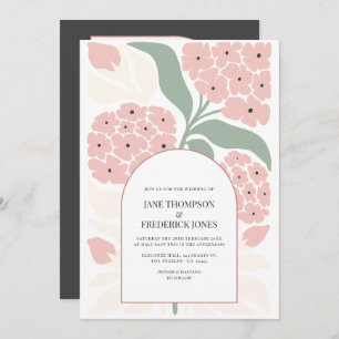 Blush Meadow Abstract Floral Modern Spring Wedding Invitation