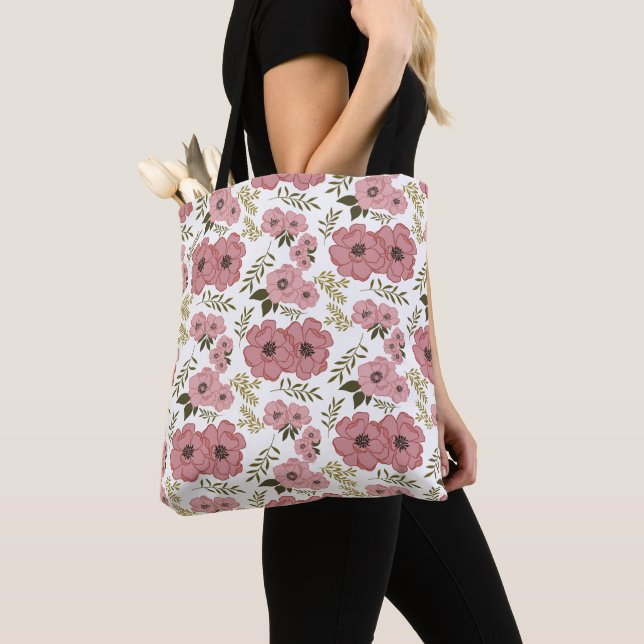 Blush Meadow Blooms AOP Floral Weekender Tote Bag (Close Up)
