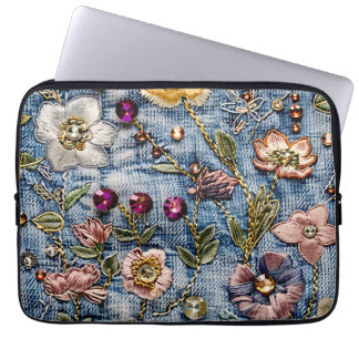 Blush Meadow Illumination Denim Dream Texture Laptop Sleeve