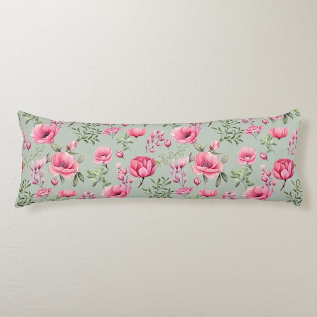 Blush Meadow-Petals in Bloom Body Pillow (Front)