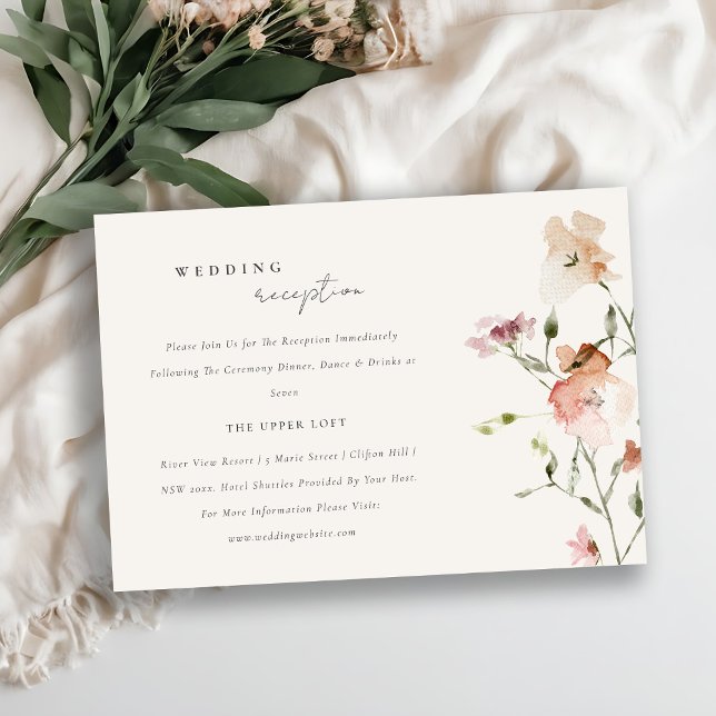 Blush Meadow Watercolor Floral Wedding Reception Enclosure Card (Creator Uploaded)