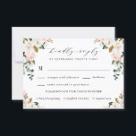 Blush Meal Choice Gold and White Magnolia Wedding RSVP Card<br><div class="desc">Designs features elegant magnolia, peony rose, eucalyptus, greenery and other watercolor elements in white, blush pink or pink peach and more. The greenery features shades of dark and light green colours with some elements featuring gold, antique gold and copper. This classy item is versatile for varieties of wedding themes --...</div>