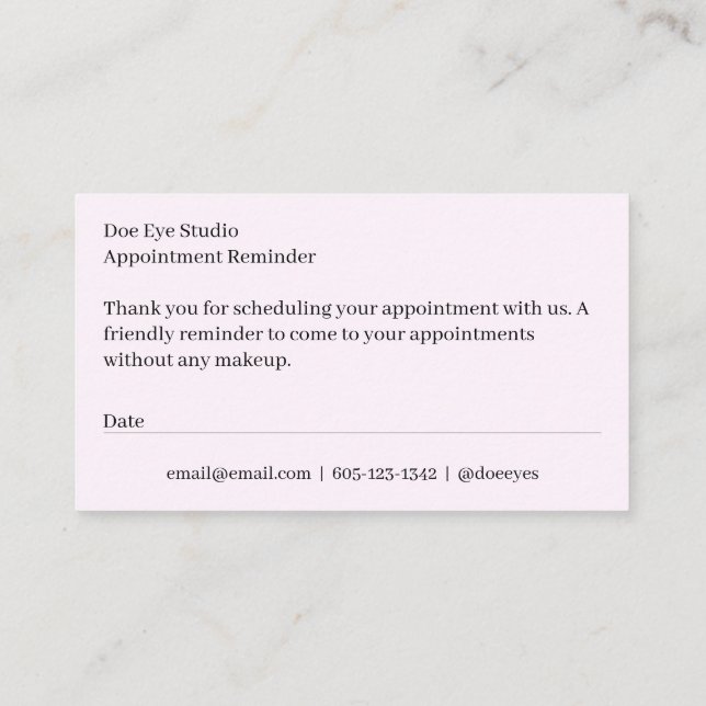 Blush Minimal Modern Business Appointment Reminder Card (Back)