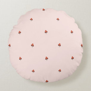 Blush Minimal Mushroom Nursery Pillow - Round