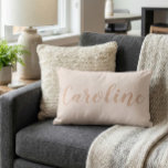 Blush Minimalist Calligraphy Personalized Name  Accent Pillow<br><div class="desc">Simple,  modern,  and elegant personalized name design in peach hand lettering on a soft blush background.</div>