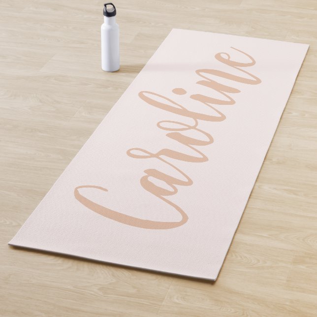 Blush Minimalist Calligraphy Personalized Name Yoga Mat (In Situ)