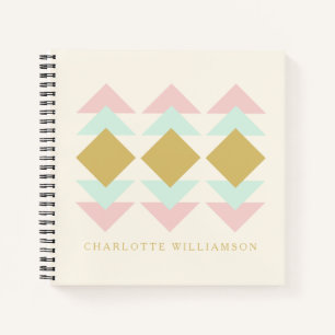 Blush, Mint, and Gold Geometric Art Personalized  Notebook