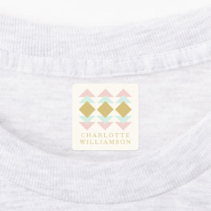 Blush Mint and Gold Geometric Personalized Name