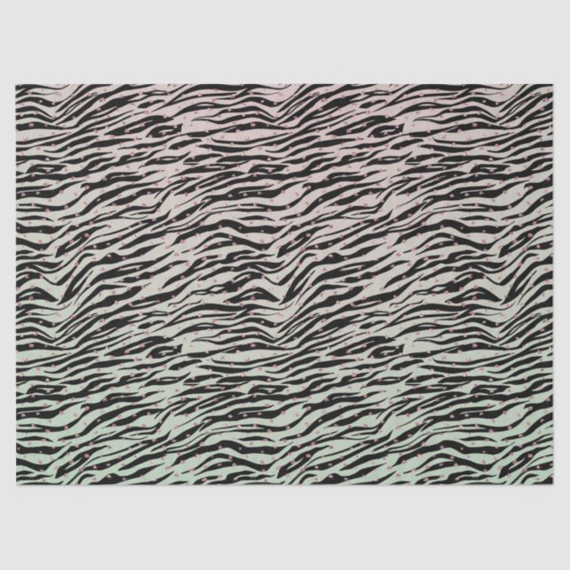 Blush Mint Black Zebra Print Glitzy Dots Ombre Tissue Paper (Front)