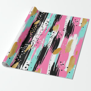 Blush Mint Gold Luxury Abstract Wrapping Paper