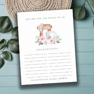 Blush Mixer Floral Recipe Request Bridal Shower Postcard