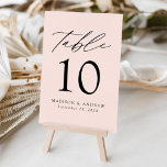 Blush Modern Elegance Wedding Table Number<br><div class="desc">Trendy, minimalist wedding table number cards featuring black modern lettering with "Table" in modern calligraphy script. The design features a blush background or a colour of your choice. The design repeats on the back. To order the table cards: add your name, wedding date, and table number. Add each number to...</div>