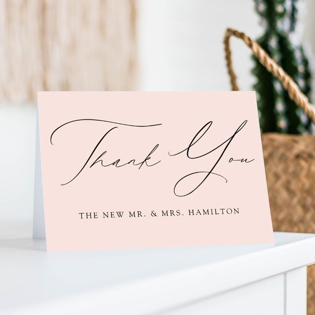 Blush Modern Elegance Wedding Thank You Card (Creator Uploaded)