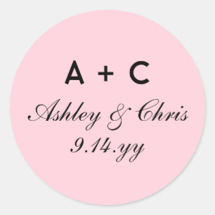 Blush Modern Personalized Wedding Reception Favour Classic Round Sticker