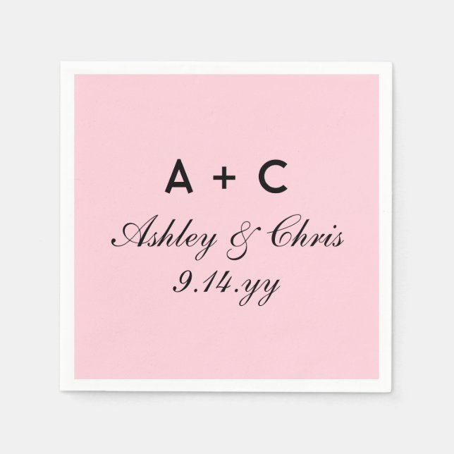 Blush Modern Personalized Wedding Reception Favour Napkin (Front)