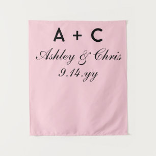 Blush Modern Personalized Wedding Reception Sign Tapestry