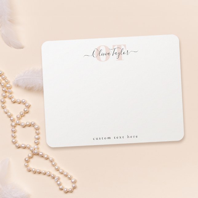 Blush Modern Script Personalized Stationery Card (Blush Modern Script Personalized Stationery Note C)