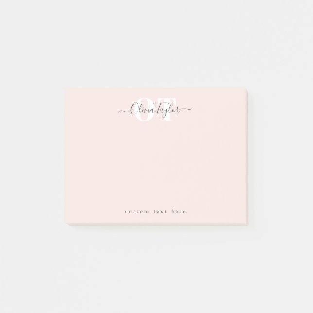 Blush Modern Script personalized Stationery Post-it Notes (Front)