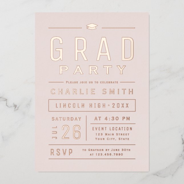 Blush Modern Simple Typography Graduation Party (Front)