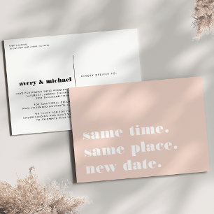 Blush   Modern Wedding Postponement Announcement Postcard