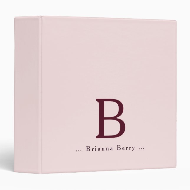 Blush Monogram Elegant Binder (Front/Spine)