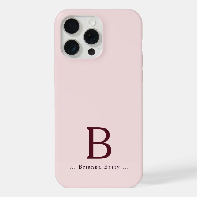 Blush Monogram Elegant iPhone Case (Back)
