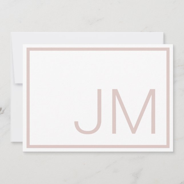 Blush Monogram Initials Thank You Flat Note Card (Front)