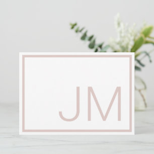 Blush Monogram Initials Thank You Flat Note Card