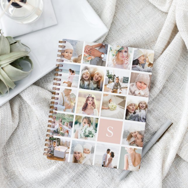 Blush Monogram Photo Collage Notebook (Creator Uploaded)