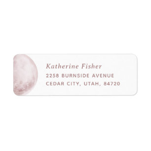 Blush Moon   Elegant Space Wedding Address Label
