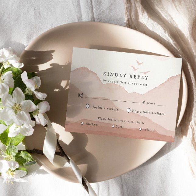Blush Mountain Range Landscape RSVP Response Card (Creator Uploaded)
