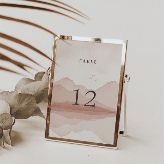 Blush Mountain Range Landscape Wedding Table Number (Creator Uploaded)