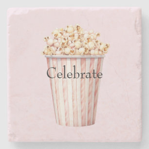 Blush Movie Time Popcorn Stone Coaster