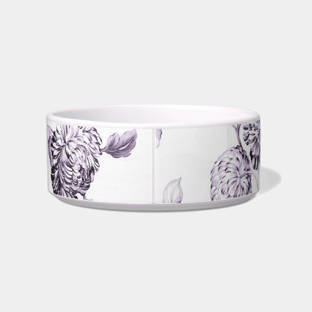 Blush Mulberry Purple Toile Customize Pet Name Bowl (Back)