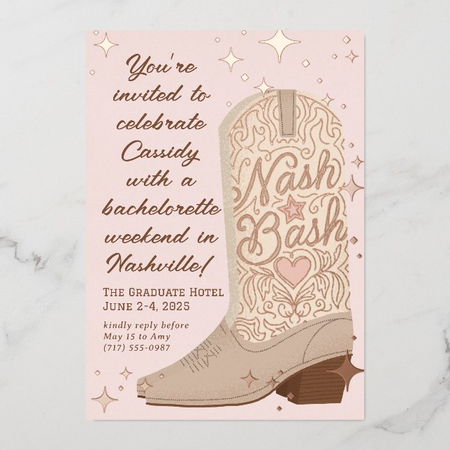 Blush Nash Bash Cowgirl Boot Bachelorette Party (Front)