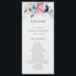 Blush Navy Blue Soft Pastel Pink Floral Wedding Program<br><div class="desc">Set the tone for your big day with this blush and Navy blue floral wedding program, designed with soft watercolor roses and romantic greenery. Perfect for couples planning an elegant garden ceremony, modern boho wedding, or spring celebration, this design features a sophisticated blend of dusty rose and navy-blue tones. Easily...</div>