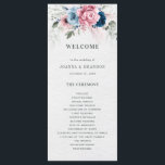 Blush Navy Blue Soft Pastel Pink Floral Wedding Program<br><div class="desc">Set the tone for your big day with this blush and Navy blue floral wedding program, designed with soft watercolor roses and romantic greenery. Perfect for couples planning an elegant garden ceremony, modern boho wedding, or spring celebration, this design features a sophisticated blend of dusty rose and navy-blue tones. Easily...</div>