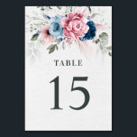 Blush Navy Blue Soft Pastel Pink Floral Wedding Table Number<br><div class="desc">Set the tone for your big day with this blush and Navy blue floral wedding table number, designed with soft watercolor roses and romantic greenery. Perfect for couples planning an elegant garden ceremony, modern boho wedding, or spring celebration, this design features a sophisticated blend of dusty rose and navy-blue tones....</div>