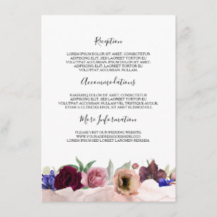 Blush Navy Burgundy Wedding Information Enclosure Card