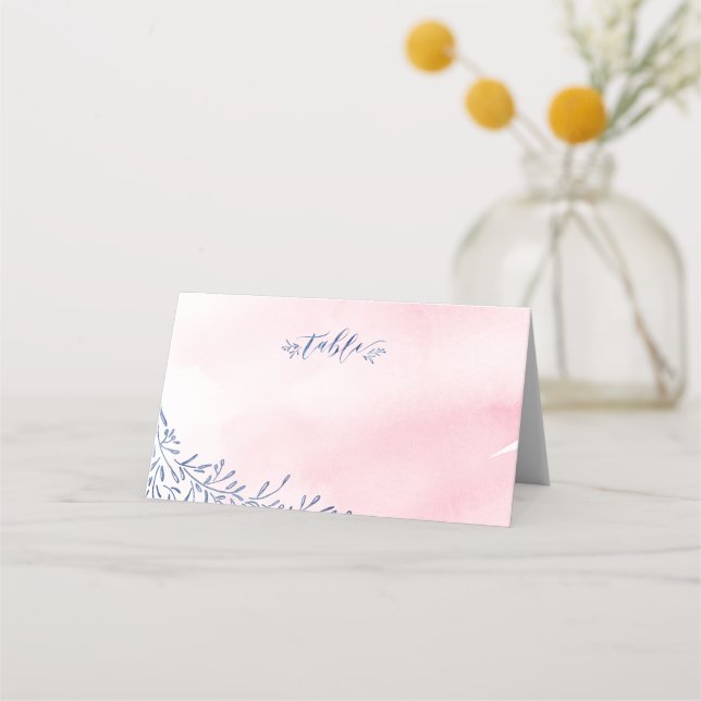 Blush navy calligraphie rustique mariage cartes de (Devant)