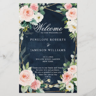 Blush Navy Dusty Blue Geometric Botanical Program