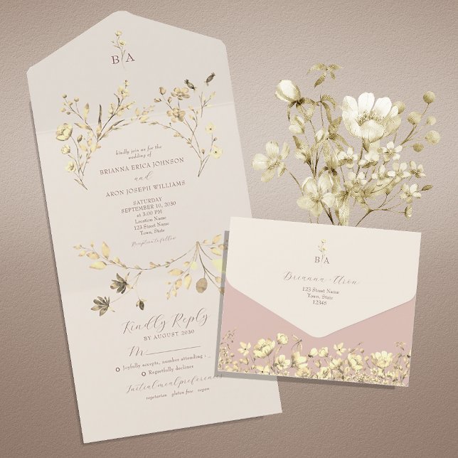 Blush Neutral Floral All-in-One Invite (Creator Uploaded)