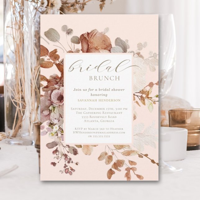 Blush Neutral Floral Bridal Brunch Shower Invitation (Creator Uploaded)
