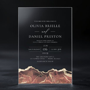 Blush Neutral Gold Agate Elegant Modern Wedding Acrylic Invitations
