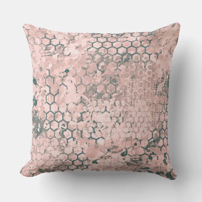 Blush Odyssey Throw Pillow (Front)