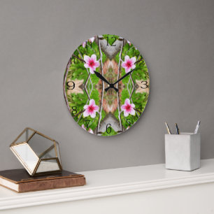 Blush of Spring: Abstract Pink Blossom Tree Large Clock