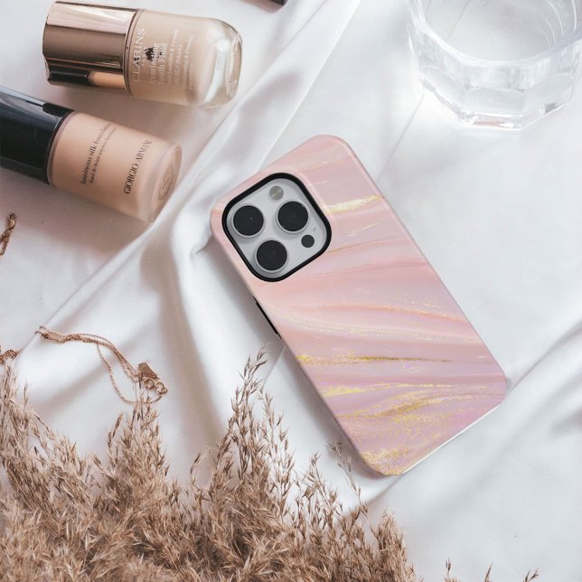 Blush Opaline – Luxury Blush Pink & Gold Marble iPhone 16 Case (Creator Uploaded)