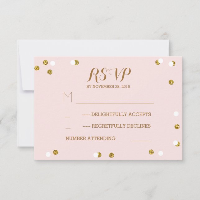 Blush or confetti élégant mariage cartes RSVP (Devant)